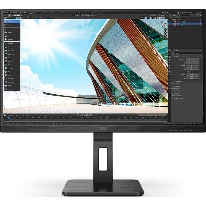 Aoc LCD AOC 27"" 27P2Q {IPS 1980x1080 75Hz 250cd 178/178 1000:1 8bit 4ms D-Sub DVI HDMI1.4 DisplayPort1.2 USB-Hub Height adj Pivot Tilt Swivel 2x2W}