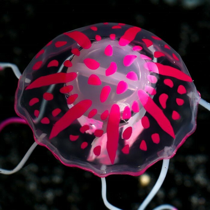 Декор для аквариума "Медуза" силиконовая, с неоновым эффектом, 5 х 5 х 15 см, розовая - фотография № 5