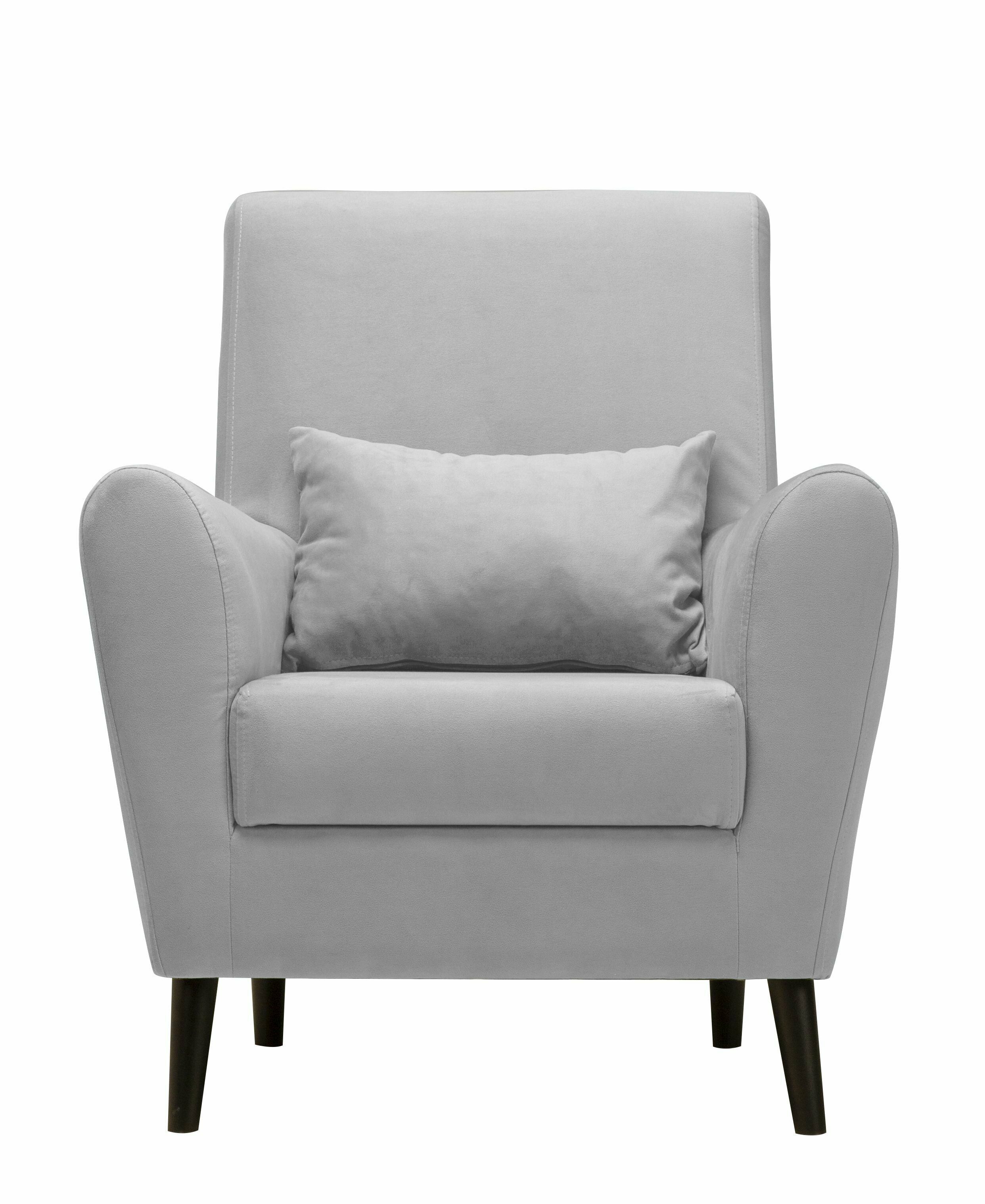 Кресло Либерти мягкое для отдыха, с подушкой, на ножках, велюр Zara lightgray 17