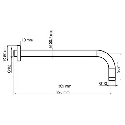 Настенный верхний излив для душа Wasserkraft Elbe 7400 A079 9061991 - фотография № 3