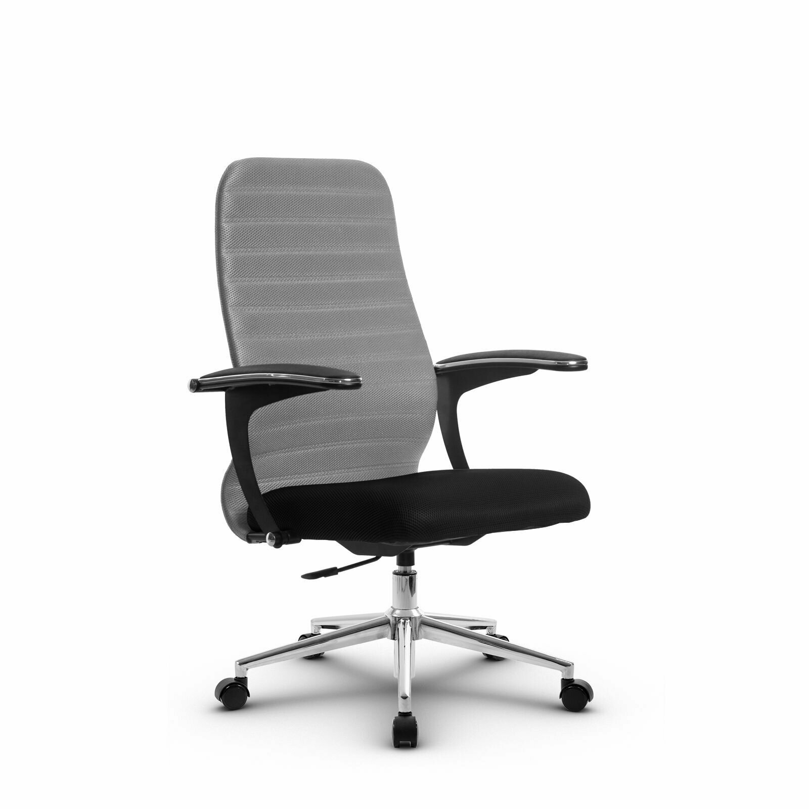 Компьютерное офисное кресло mетта SU-СU160-10Р, СН3, Светло-серое/Черное - фотография № 1