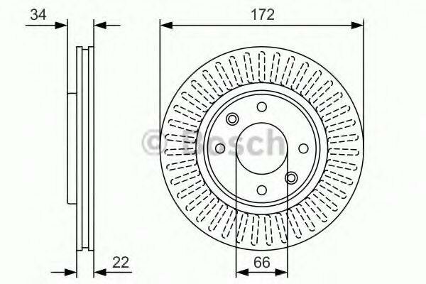 Диск тормозной передний для Ситроен С5 2004-2008 год выпуска (Citroen C5) BOSCH 0 986 479 R63