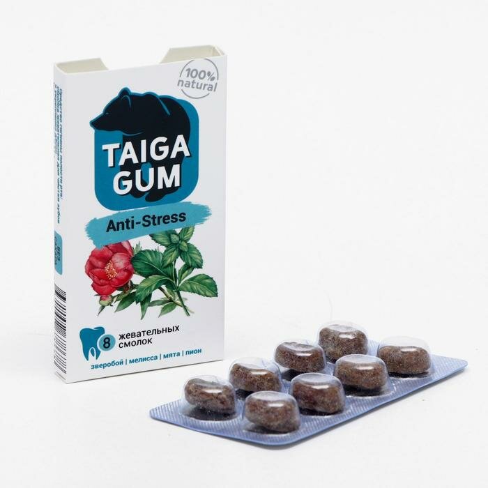 Алтайский Нектар Смолка антистресс Taiga gum в растительной пудре без сахара 8 штук