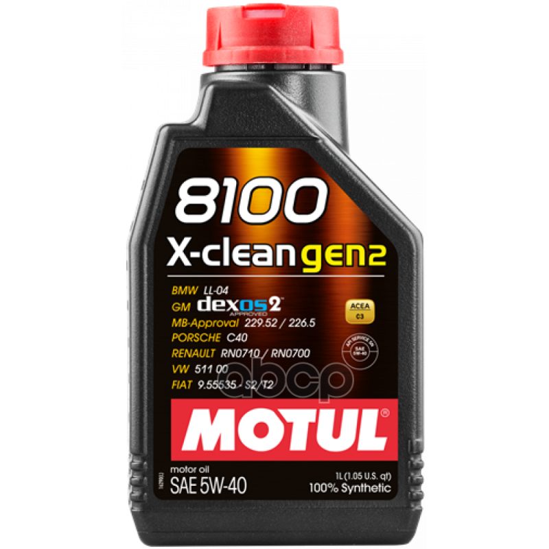 MOTUL 5W-40 1L 8100 X-Clean , Gen2 Масло Моторное Синтетическое,