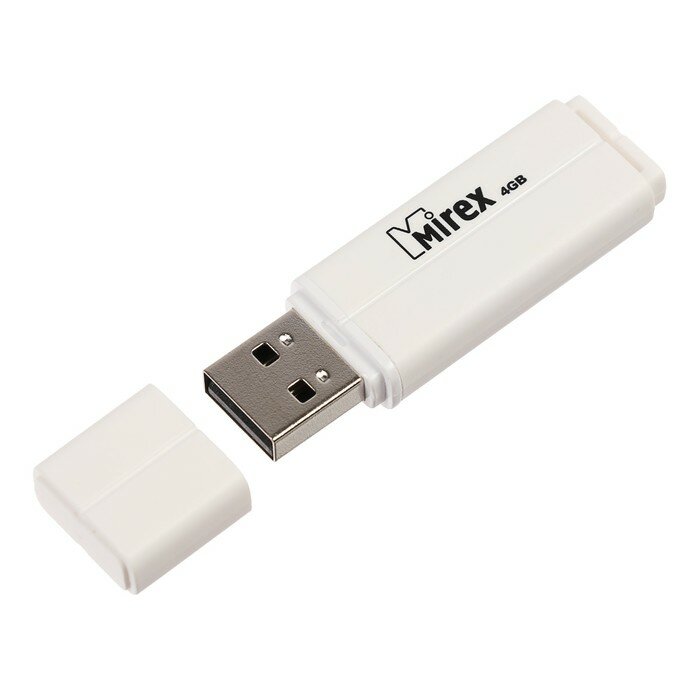 Mirex Флешка Mirex LINE WHITE, 4 Гб, USB2.0, чт до 25 Мб/с, зап до 15 Мб/с, белая