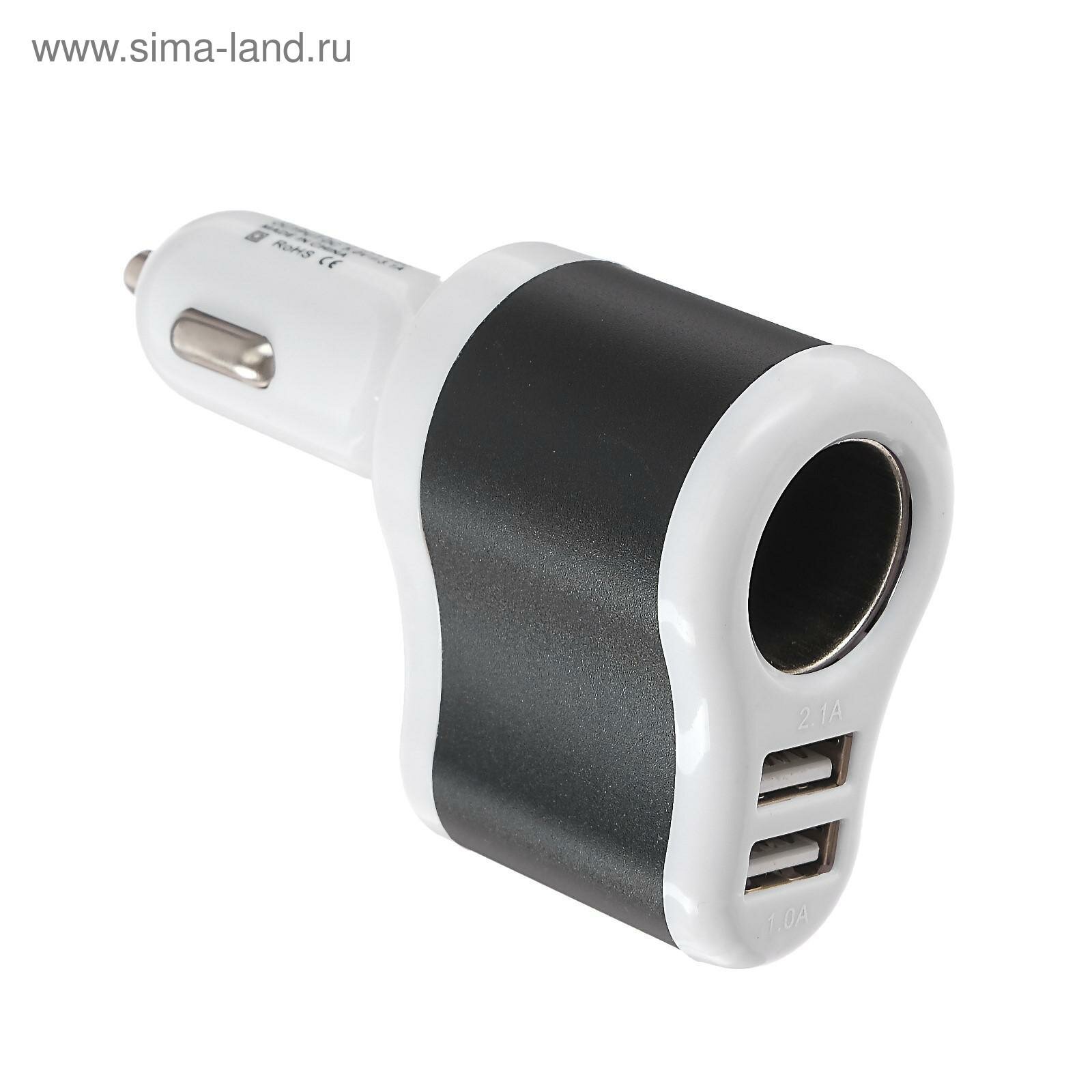 Разветвитель прикуривателя, USB 1 А / 2.1 А, 60 Вт, 12/24 В, микс