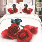 365 комплект постельного белья Karven (белый-красный), 1,5 спальный (наволочки 50x70) - изображение