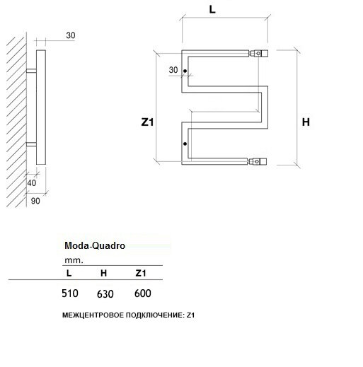 Moda-Quadro 2 Электрический полотенцесушитель EMQ22 50x60 см Стальной Муар - фотография № 5