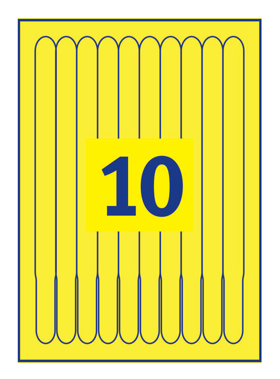 Пленка Avery Zweckform 265x18мм 10шт на листе/198г/м2/10л./желтый/матовое самоклей. для лаз - фото №2