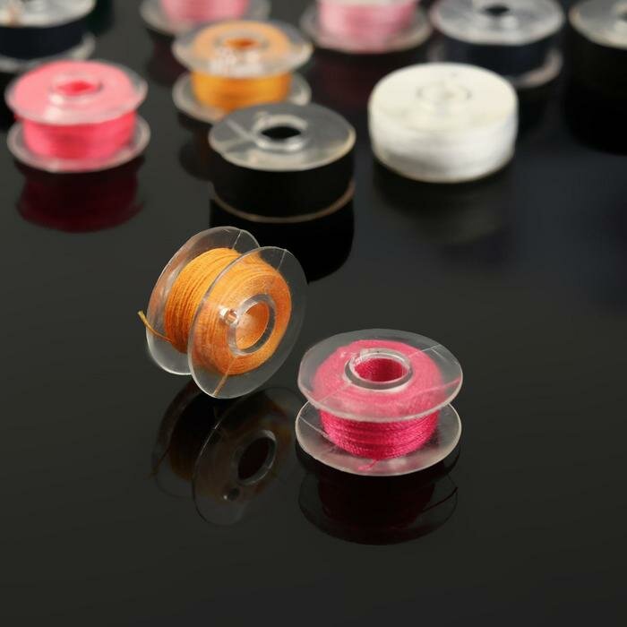 Арт Узор Набор шпулек с нитками в контейнере, d = 20 мм, 25 шт, цвет разноцветный - фотография № 3