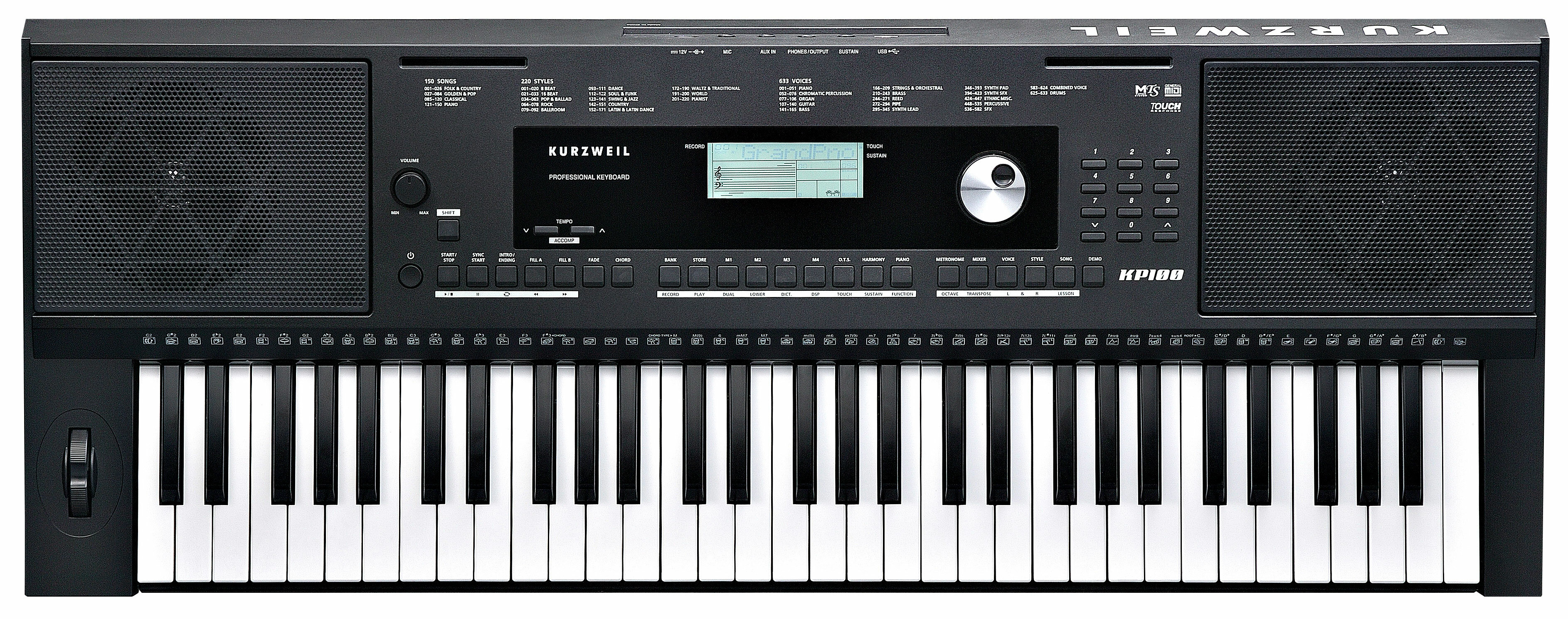 Kurzweil KP100 синтезатор, 61 клавиша, цвет чёрный