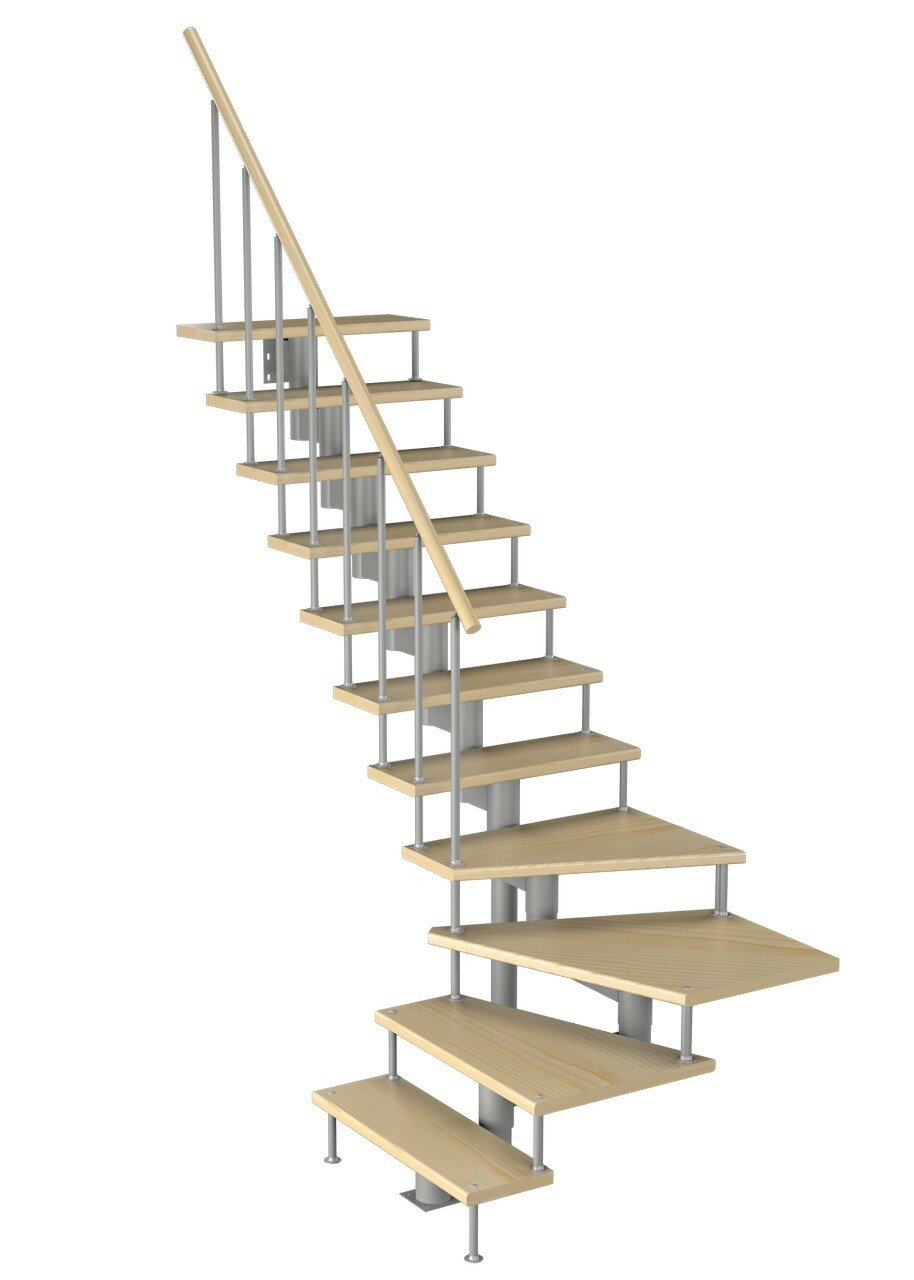 Модульная лестница Фаворит 225 (h 2475-2585, Серый, Сосна, Крашеная) - фотография № 1