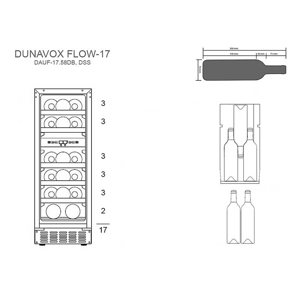 Встраиваемый винный шкаф на 17 бутылок Dunavox Flow DAUF-17.58DSS стальной - фотография № 6