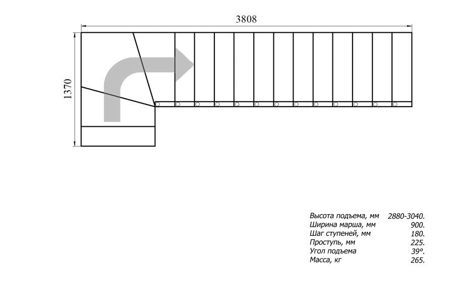Модульная лестница Фаворит 180 (h 2880-3040, Серый, Сосна, Нержавеющая сталь) - фотография № 3