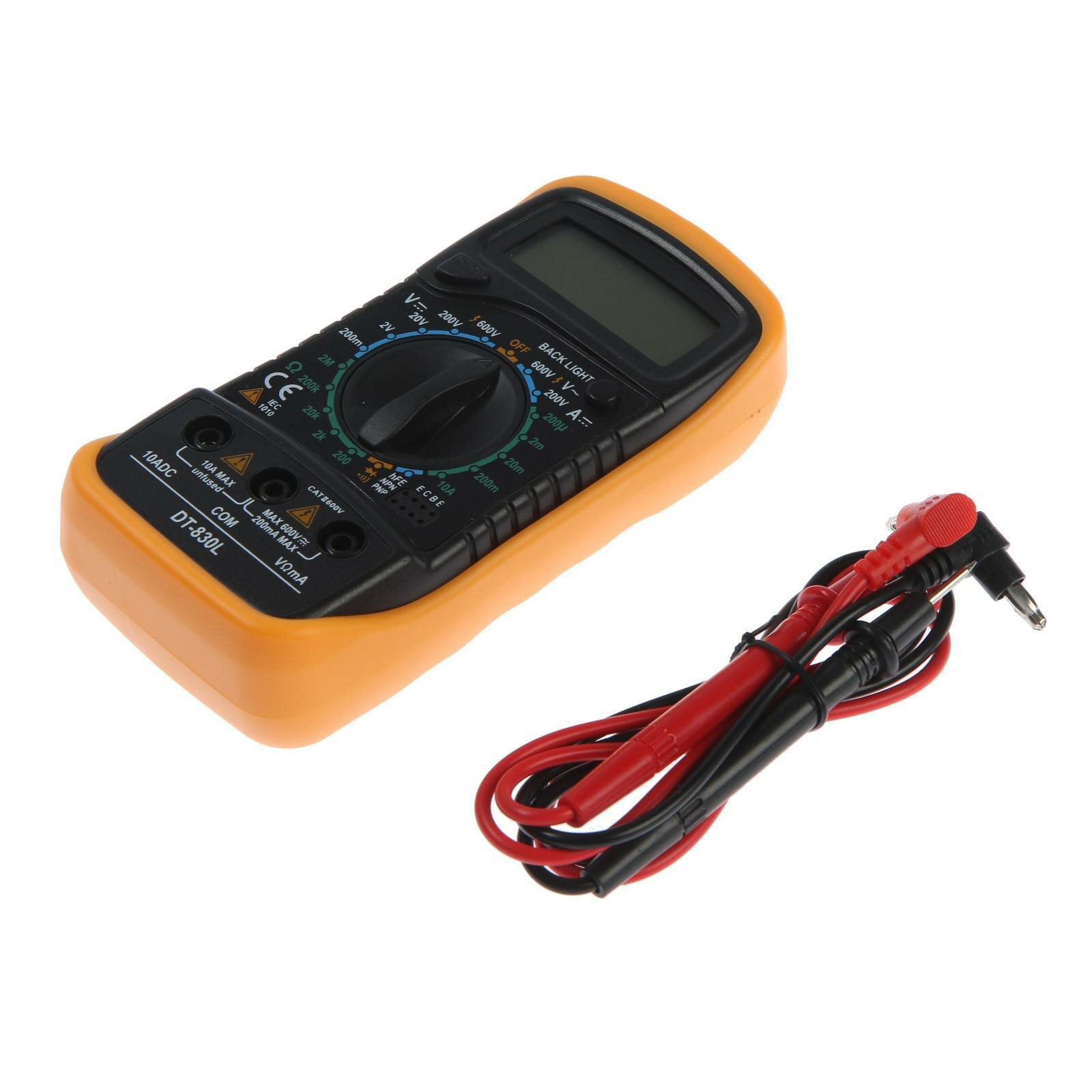 фото Мультиметр тундра, DT-830L, ACV/DCV, DCA, 200-2МΩ, прозвон, подсветка