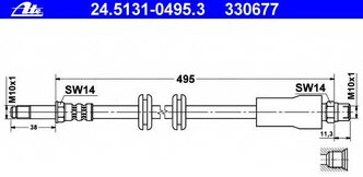 Шланг торм.пер.MERCEDES VITO 96-2003 ATE 24.5131-0495.3