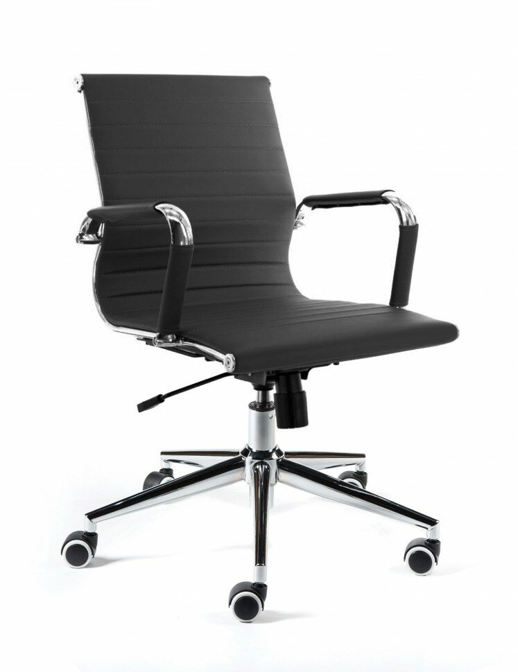 Кресло офисное Техно LB/хром/черная экокожа