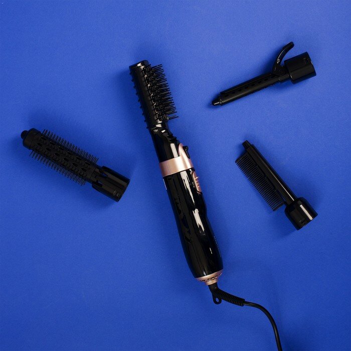 фото Фен-щётка Luazon LFS-02, 1400 Вт, 2 скорости, 4 насадки, чёрная