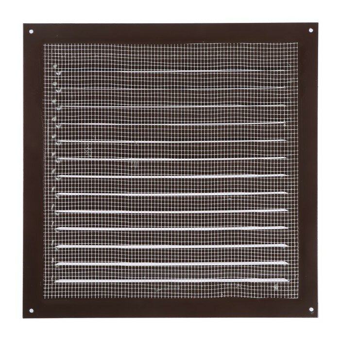 Решетка вентиляционная ZEIN Люкс РМ3030КР, 300 х 300 мм, с сеткой, металлическая, коричневая - фотография № 6