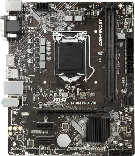 Материнская плата MSI H310M PRO-VDH Socket 1151 v2 H310 2xDDR4 1xPCI-E 16x 2xPCI-E 1x 4xSATA III mATX Retail