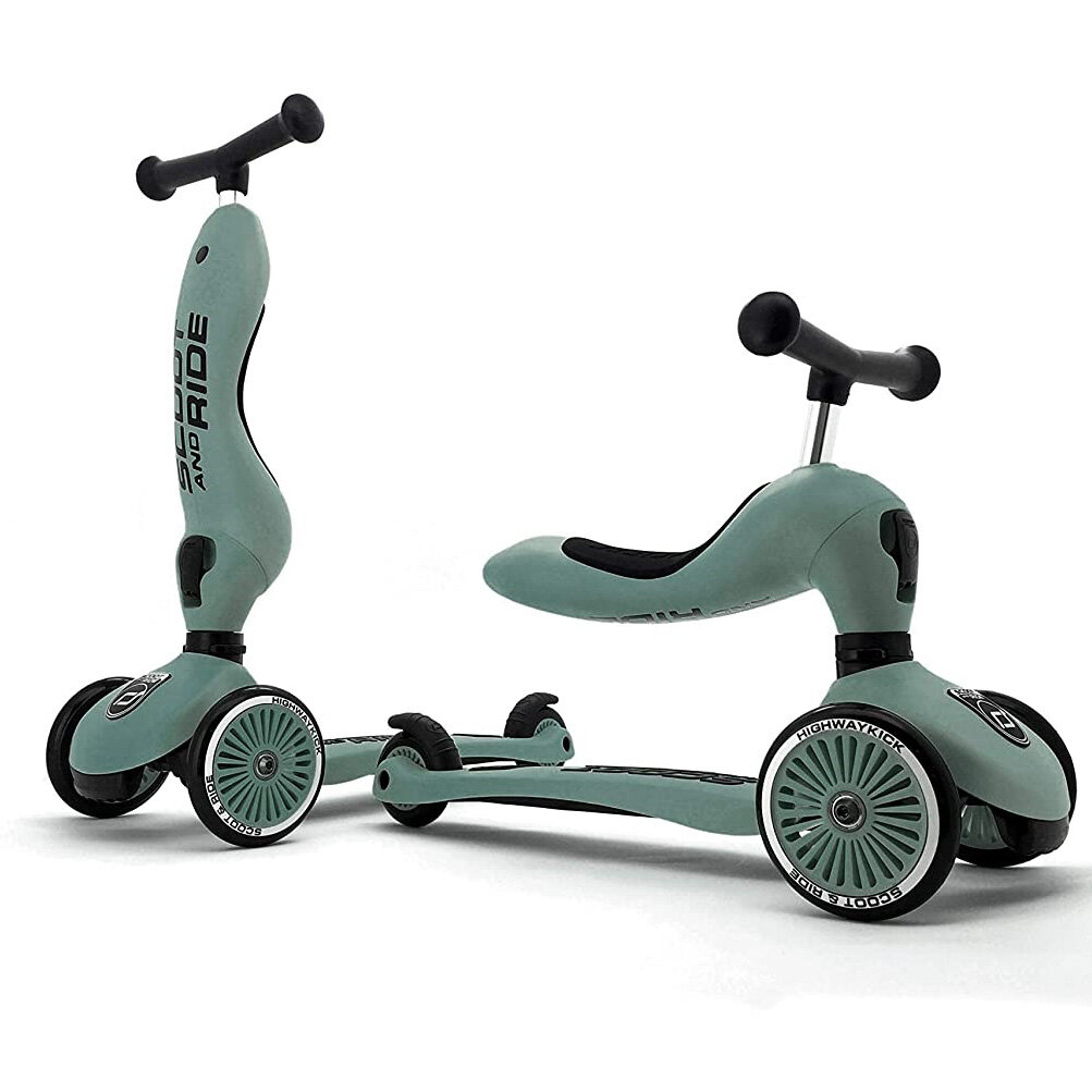 Детский трехколесный самокат с сиденьем Scoot&Ride HighwayKick 1 (Forest) (Лесной пейзаж)