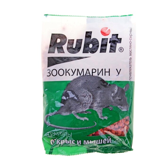 Средство от грызунов Rubit ЗООКУМАРИН+ сырный, гранулы 200 г (3 шт) - фотография № 1