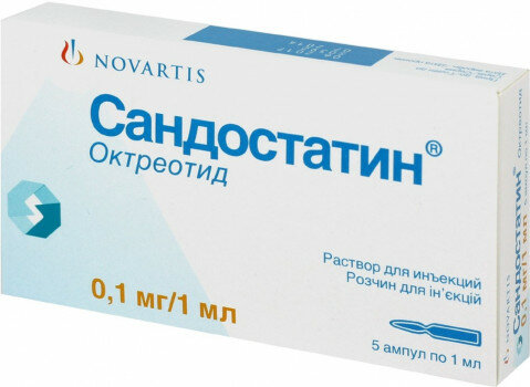 Сандостатин Р-Р В/В И П/К 100МКГ/МЛ 1МЛ №5