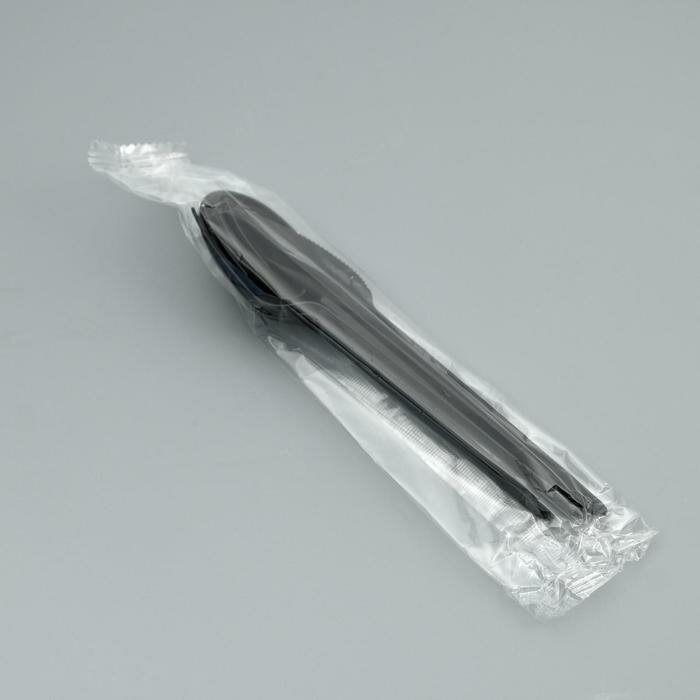 Набор одноразовой посуды 'Вилка, ложка, нож' черный цвет, 16,5 см (25 набор) - фотография № 3