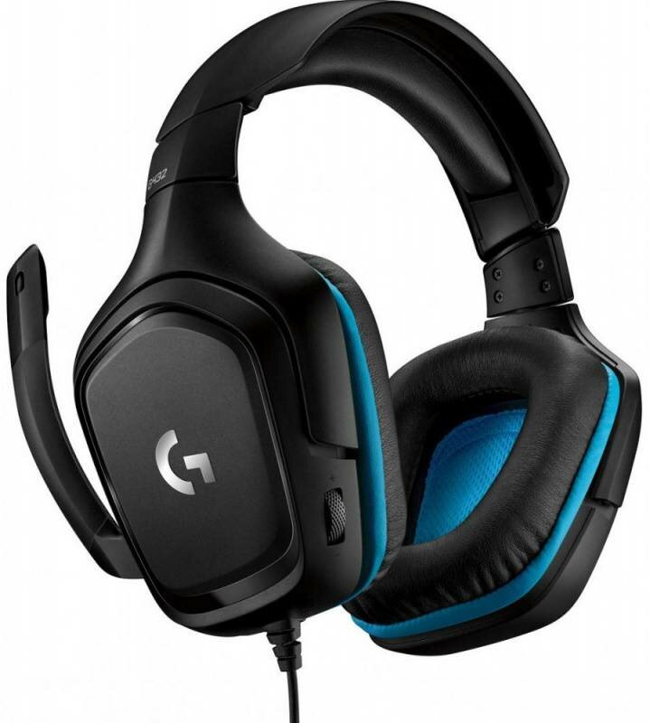 Гарнитура Logitech G432 Leatherette, черный/синий (981-000770)