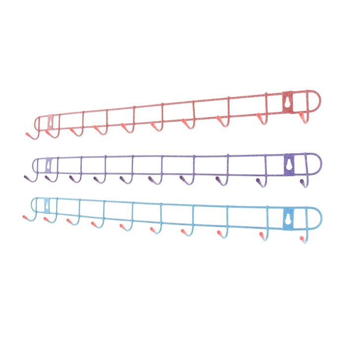 Доляна Вешалка настенная на 10 крючков Доляна «Лайт», 58×3×5 см, цвет микс - фотография № 1