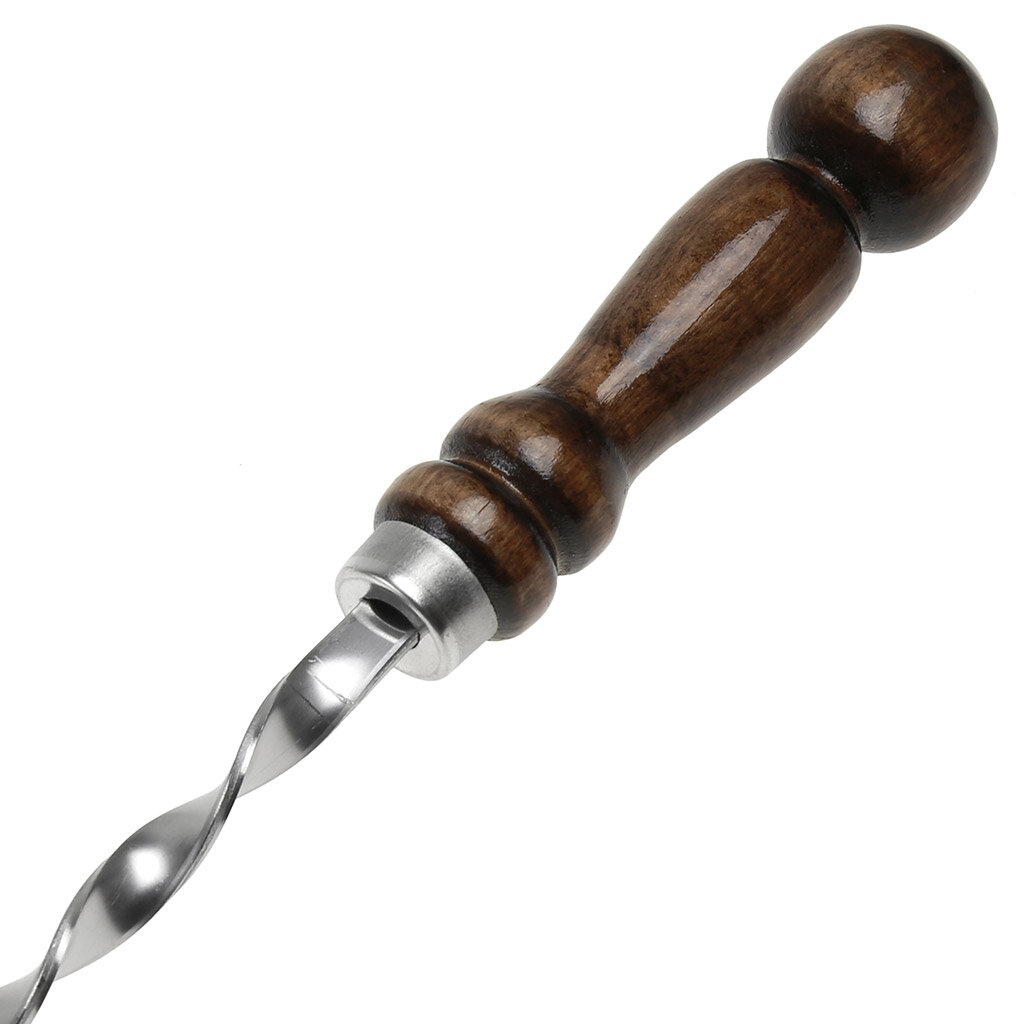 Шампур из нержавеющей стали "Шар" малый 650х10х2,5мм с деревянной, лакированной ручкой (Россия) - фотография № 2