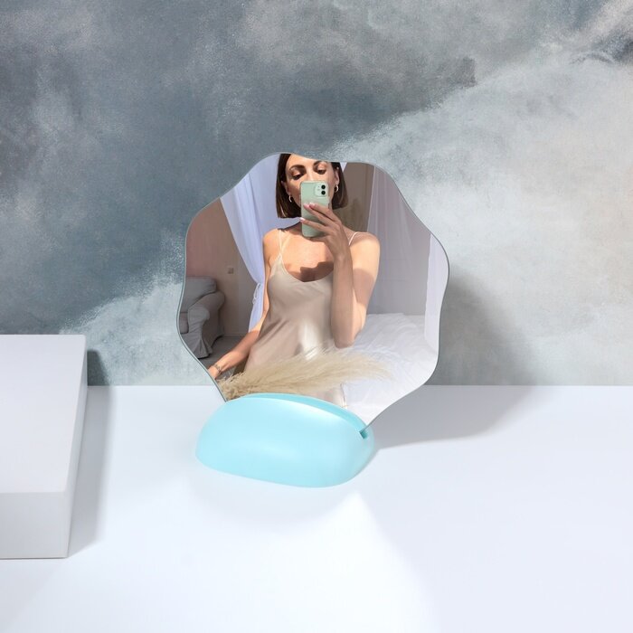 фото Зеркало настольное овал (1) б/увел 17*18*9,5см пластик микс к/короб QF