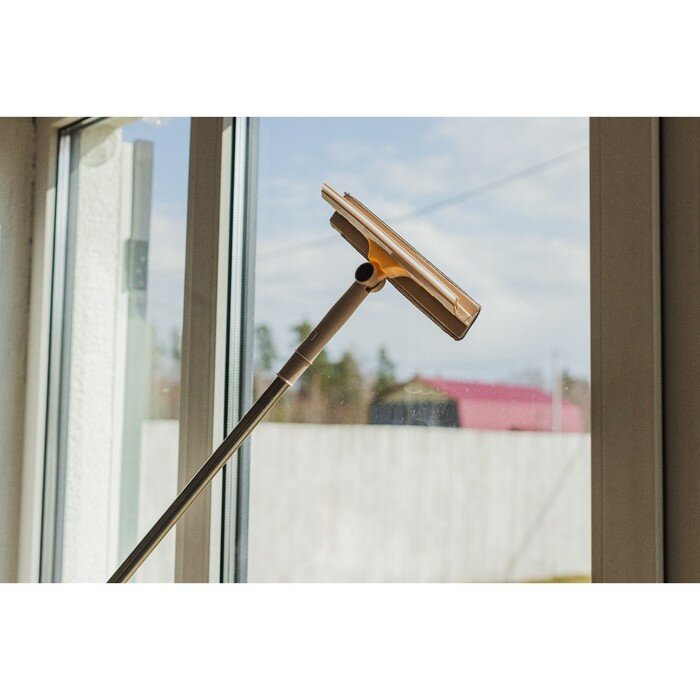 Окномойка со стальной ручкой Доляна, 28×6×115 см, насадка микрофибра - фотография № 8