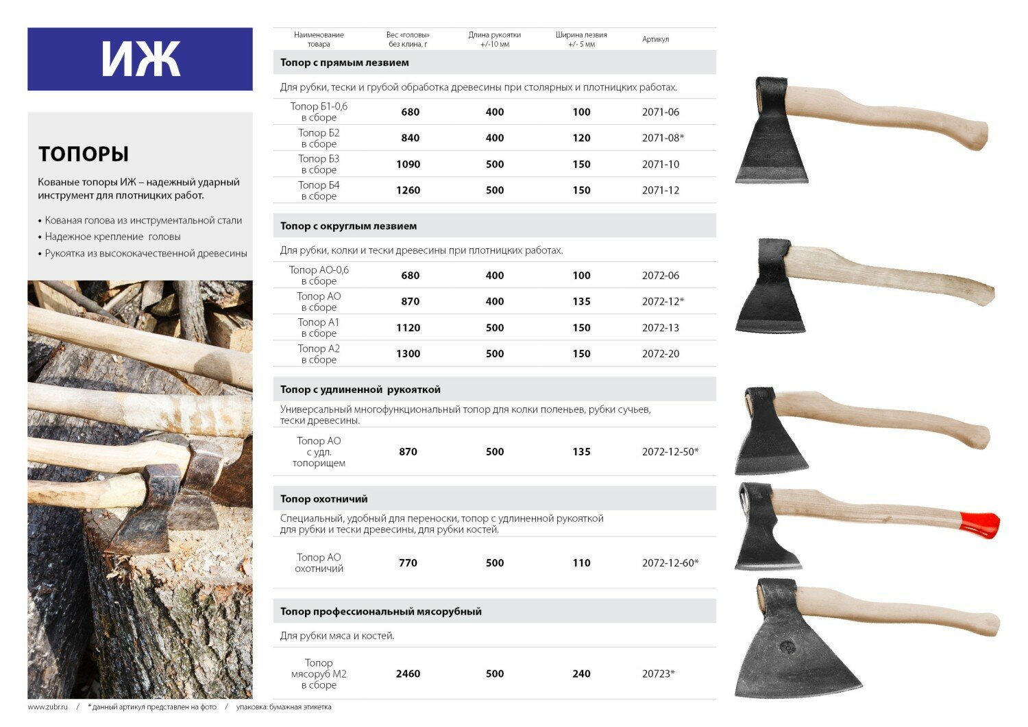 Ижсталь-ТНП Б1 600/850 г 400 мм Кованый топор (2071-06)