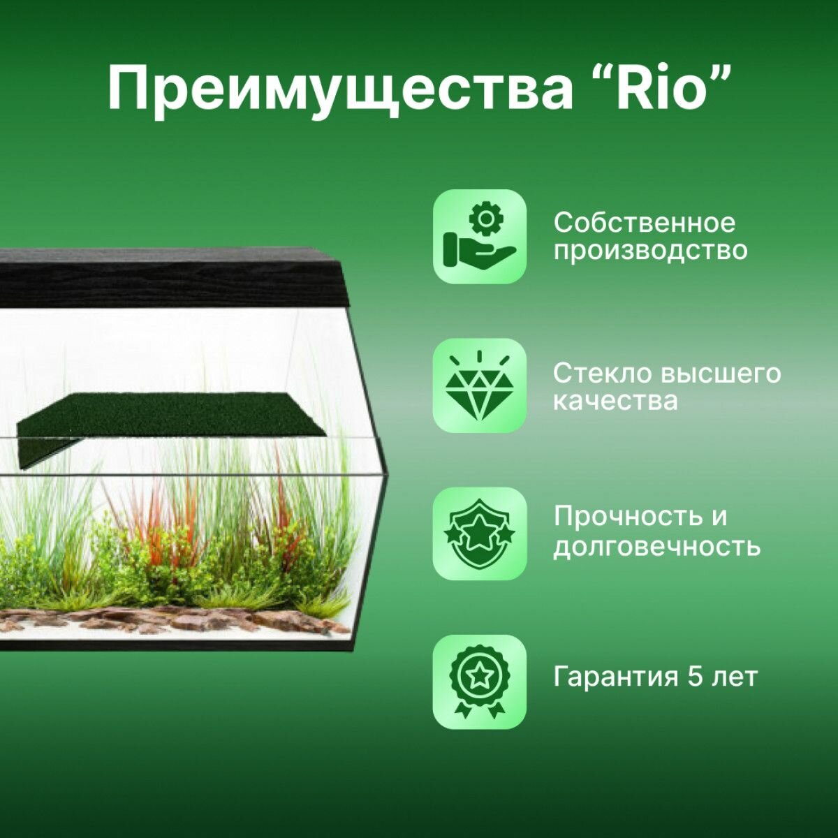 Акватеррариум Rio 70 литров черный для геккон, анолис, гуппи, ракообразных и жаб 500x290x360 мм - фотография № 2
