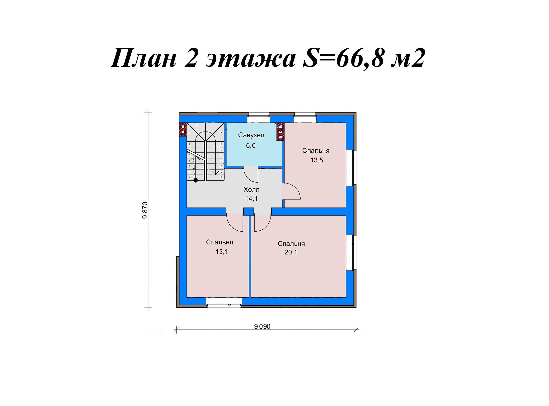 Проект жилого дома SD-proekt 15-0037 (152,2 м2, 9,09*9,87 м, керамический блок 380 мм, облицовочный кирпич) - фотография № 6