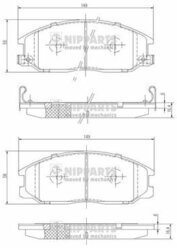 Колодки тормозные передние Hyundai Santa FE I/Trajet/XG 94>08 Daewoo Rexton 02> SsangYong Actyon I/Kyron/Rexton / Rexton II 02>06 NIPPARTS J3600526