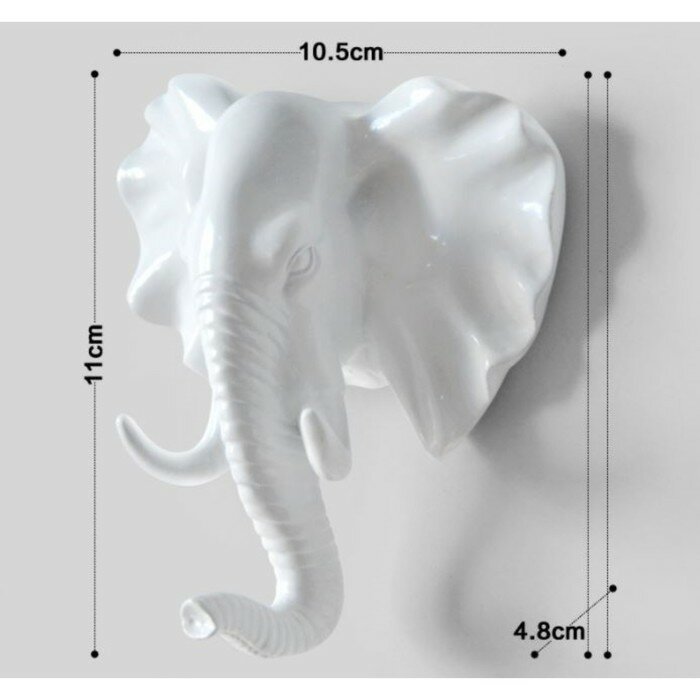 Декор настенный-вешалка "Слон" 11 x 10.5 см, белый - фотография № 6