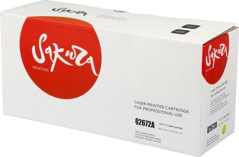 Картридж SAKURA Q2672A для HP Color LJ 3500/ 3350/ 3700, желтый, 4 000к.