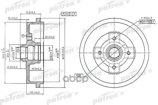 Барабан Тормозной Задн Audi: 80 72-78 PATRON арт. PDR1404