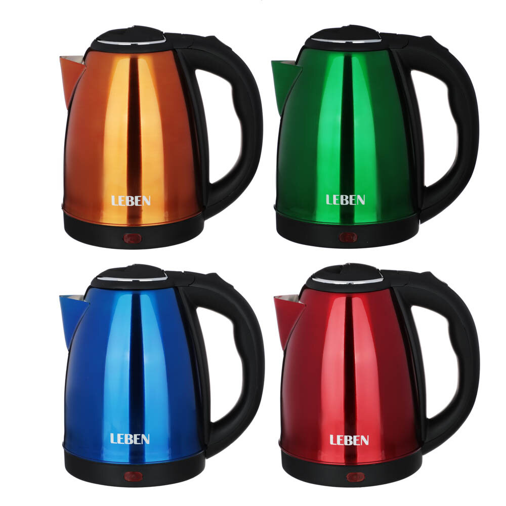 фото LEBEN Чайник электрический 1,8л, 1500Вт, нерж. сталь, 4 цвета