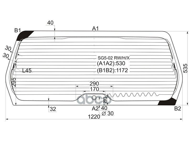 фото Стекло Заднее (Цвет Зеленый/ Обогрев) Subaru Forester 02-05 XYG арт. SG5-02 RW/H/X