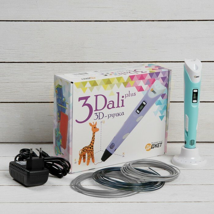Даджет 3D ручка 3Dali Plus, ABS и PLA, KIT FB0021B, голубая (+ трафарет и пластик)