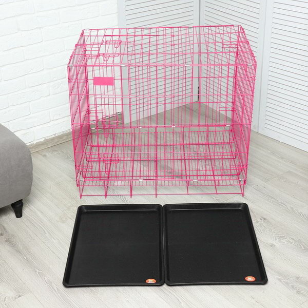Клетка с люком для собак и кошек, 85 x 60 x 70 см, розовая - фотография № 10