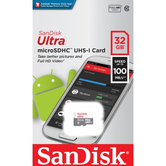 Карта памяти SANDISK micro SDHC 32Gb Ultra Class 10 UHS-I (100/10 MB/s)