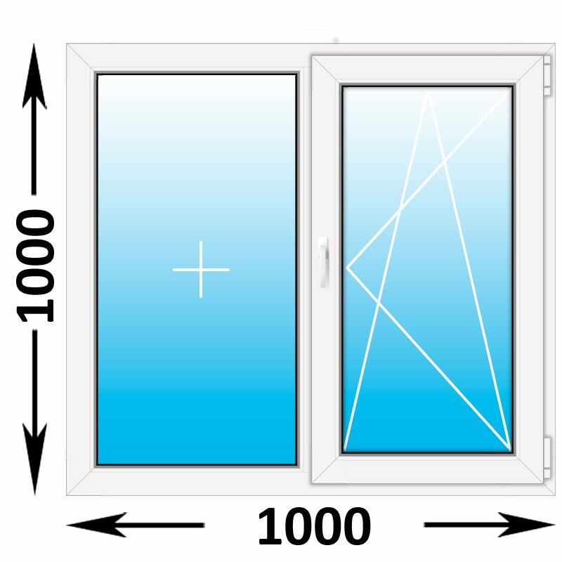 Пластиковое окно Veka WHS 60 двухстворчатое 1000x1000 (ширина Х высота) (1000Х1000)