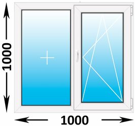 Пластиковое окно Veka WHS 60 двухстворчатое 1000x1000 (ширина Х высота) (1000Х1000)