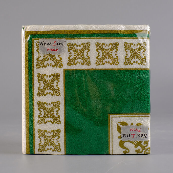 Салфетки бумажные New line FRESCO «Верона зелёная», 2 слоя, 33*33 см, 20 шт. (2 набор) - фотография № 1