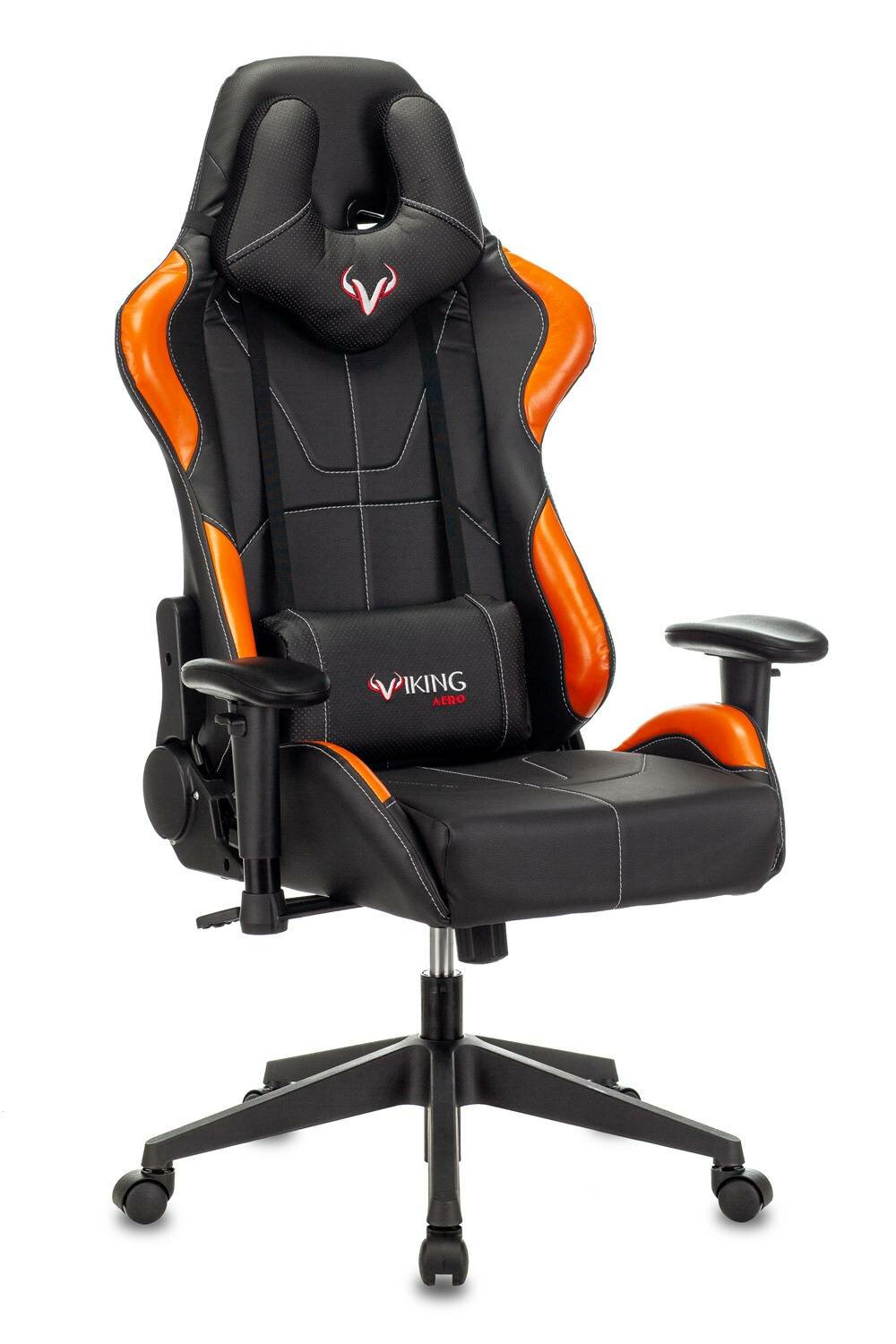 Кресло игровое Zombie VIKING 5 AERO, обивка: эко.кожа, цвет: черный/оранжевый