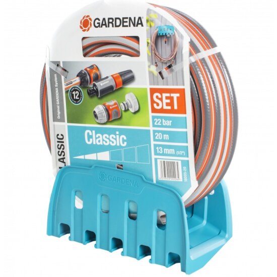 Шланг GARDENA Classic 18005-20.000.00, 1/2", 20 м с кронштейном настенным